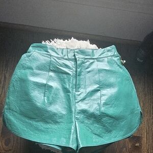GREY LAB Turquoise Faux Leather Shorts